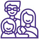 Icon of a family of four, father, mother, and two children all smiling.